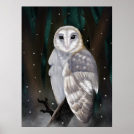 Arktiskt arktiskt arv: Snö Uggla i Winter Skogen Poster