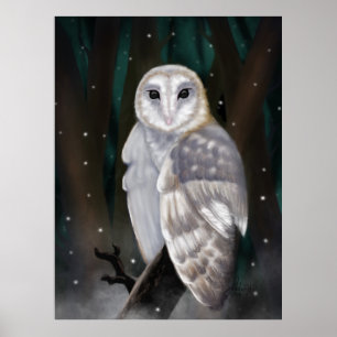 Arktiskt arktiskt arv: Snö Uggla i Winter Skogen Poster