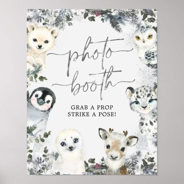 Arktiskt djurvinter Onederland Foto Booth-tecken Poster (Framsidan)