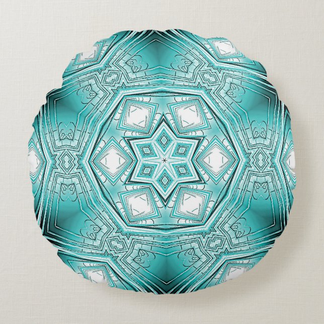 Arktiskt Kaleidoskop Rund Kudde (Framsidan)