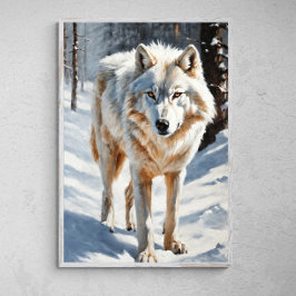 Arktiskt majestät: Vit Varg i Snö Poster