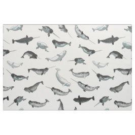 Arktiskt Narwhals och Belugasmönster Tyg