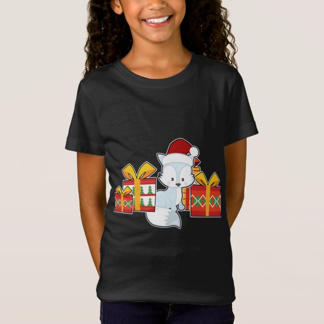 Arktiskt räv med Santa Hat - Kute Jularktiska Arkt T Shirt (Framsida)
