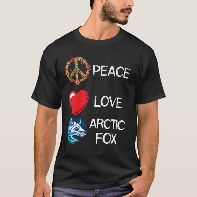 Arktiskt räx Kärlek Peace Fox Landcape Arktiskt rä T Shirt (Framsida)