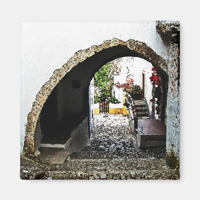 Arkväg i Obidos Portugal Magnet (Framsidan)