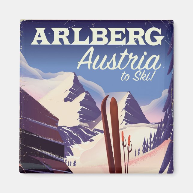 Arlberg Österrike skidresor affisch Magnet (Framsidan)