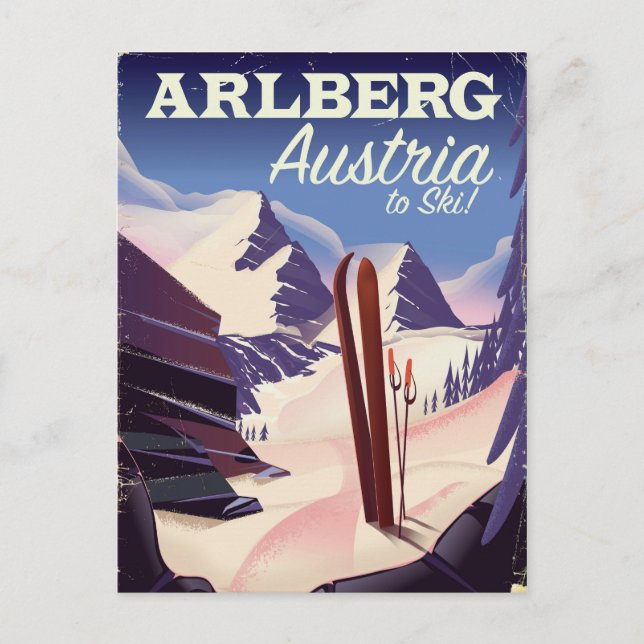 Arlberg Österrike skidresor affisch Vykort (Framsida)