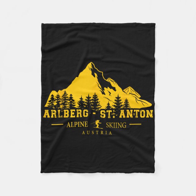 Arlberg St. Anton Austria Ski Resort Alpine Skiing Fleecefilt (Framsidan)