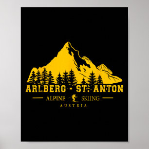 Arlberg St. Anton Österrike Skidort Alpin skidspor Poster