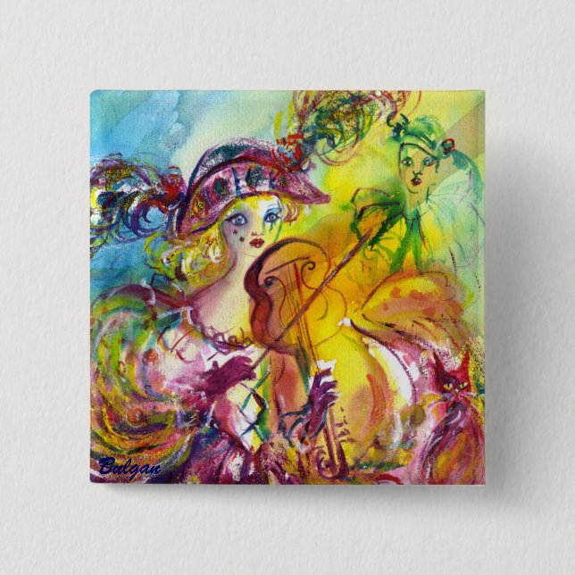 ARLECCHINA VIOLINIST / Venetian Carnival Natt Knapp (Framsida)