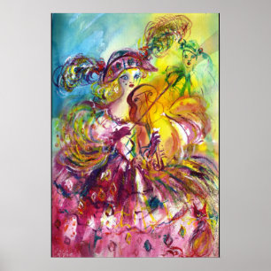 ARLECCHINA VIOLINIST / Venetian Carnival Natt Poster