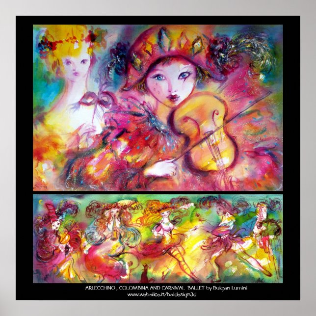 Arlecchino ,Colombina och Carnival Ballet Poster (Framsidan)