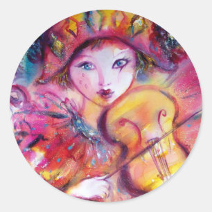 ARLECCHINO OCH COLOMBINA ,Rosa Fuchsia Gult Blue Runt Klistermärke
