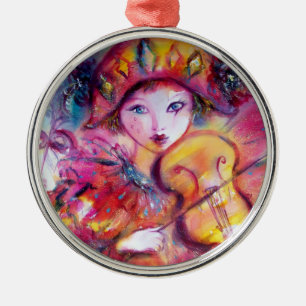 ARLECCHINO OCH COLOMBINA rosa Red Heart Julgransprydnad Metall