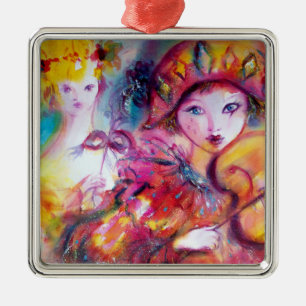ARLECCHINO OCH COLOMBINA rosa Red Heart Julgransprydnad Metall