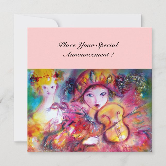 ARLECCHINO OCH COLOMBINA /Venetian Mardi Gras Meddelande (Framsida)