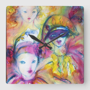 ARLECCHINO PIERO AND COLOMBINA FYRKANTIG KLOCKA