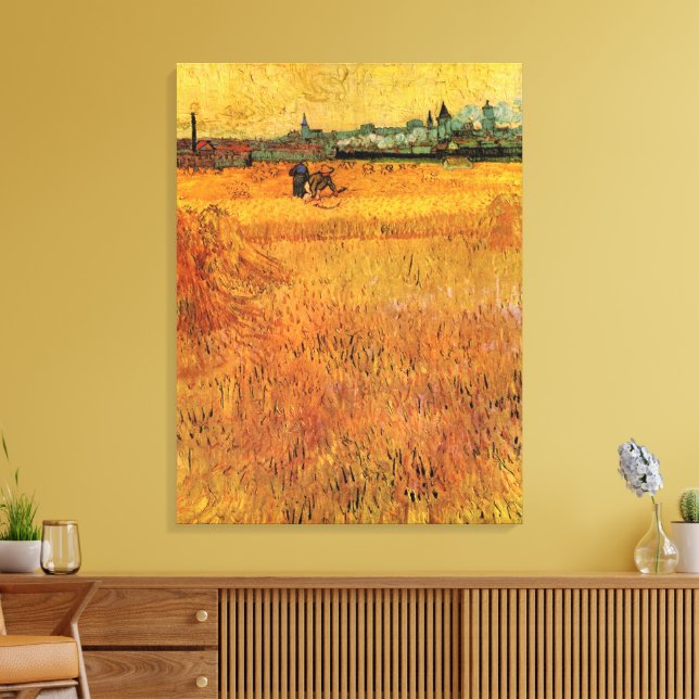 Arles: Utsikt från vetefälten av Vincent van Gogh Canvastryck (Insitu (Vardagsrum))