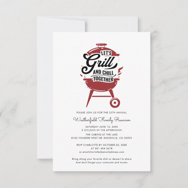 Årlig BBQ-sommarfest för släkten Inbjudningar (Framsida)