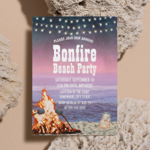 Årlig Bonfire Beach Party Inbjudningar