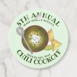 Årlig Chili Cookoff Cook av Bowl of Grönt Chili Gåvor Etiketter