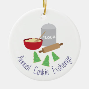 Årlig cookie-växling julgransprydnad keramik