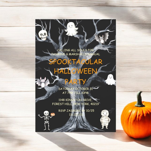 Årlig familj Halloween fest Inbjudningar (spooktackula halloween party invitation , fully ediatable )