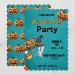 Årlig familj pumpa carving party Halloween Inbjudningar