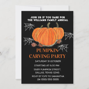 Årlig familjepumpkin Carving Party Halloween Inbjudningar