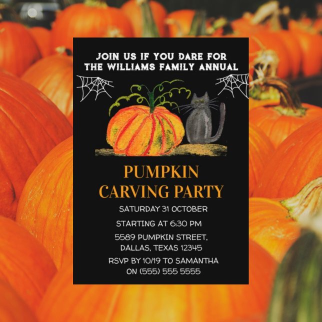 Årlig familjepumpkin Carving Party Halloween Inbjudningar (Skapare uppladdad)