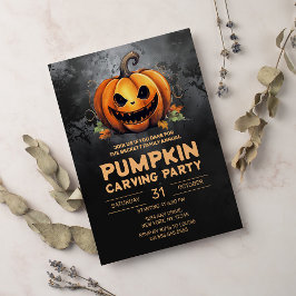 Årlig familjepumpkin Carving Party Halloween Inbjudningar