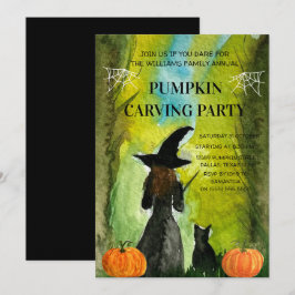 Årlig familjepumpkin Carving Party Halloween Inbjudningar