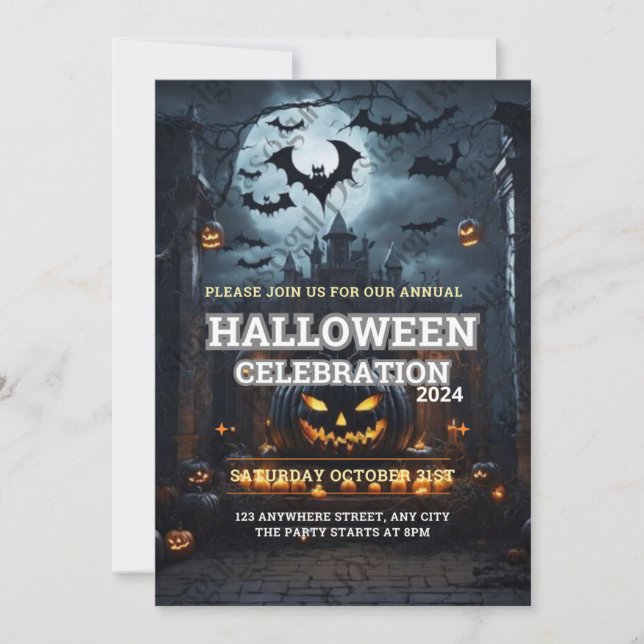 Årlig familjepumpkin Carving Party Halloween Invi Inbjudningar (Framsida)