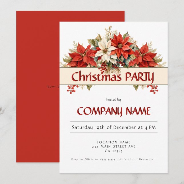 Årlig företagsjul i Party Inbjudningar (Fram/baksida)