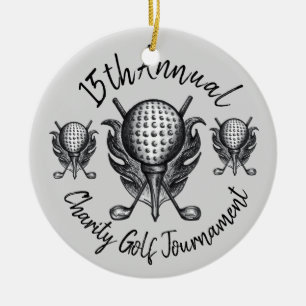 Årlig Golf Tournament Boll Tee Klubb Pen och Bläck Julgransprydnad Keramik