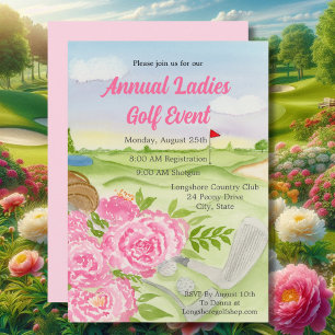 Årlig Golfutflykt Party Peonies På Golfbana Inbjudningar