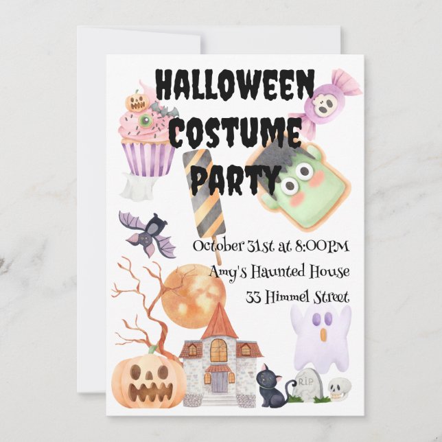 Årlig Halloween Costume Party Inbjudningar (Framsida)