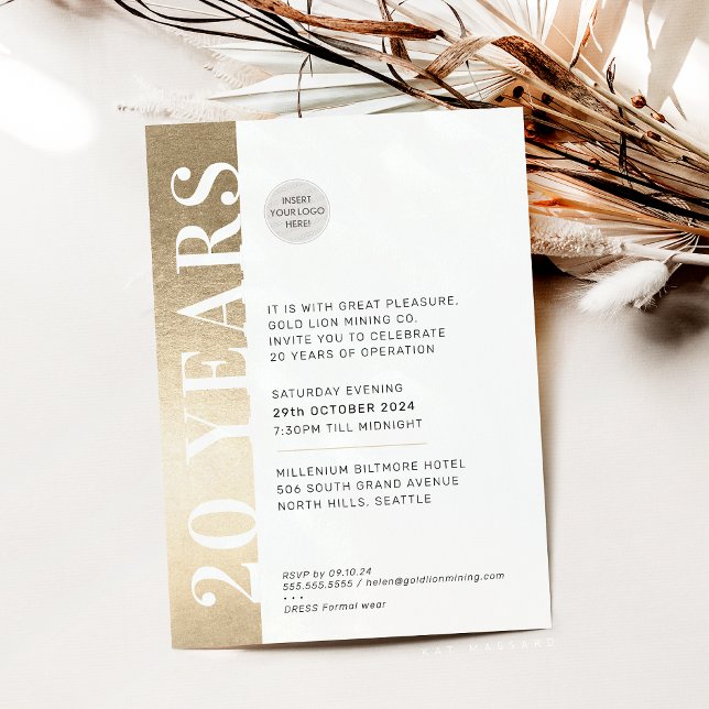 ÅRLIG HÄNDELSE modern, minimal logotyp guld svart Inbjudningar (Skapare uppladdad)