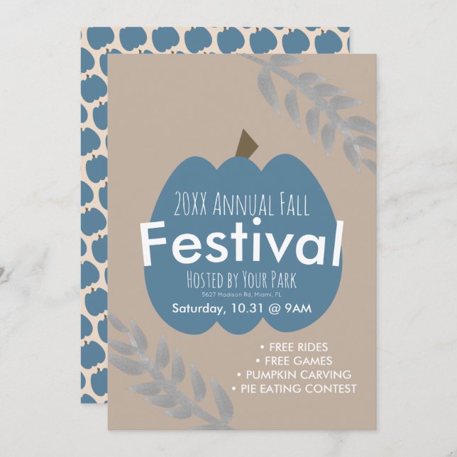 Årlig höstfest pumpagrensutskick inbjudningar (Fram/baksida)