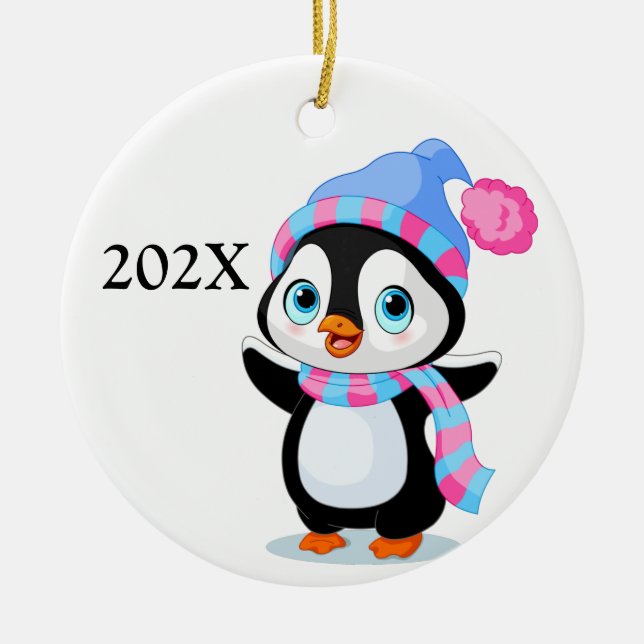 Årlig jul Penguin  Julgransprydnad Keramik (Framsidan)