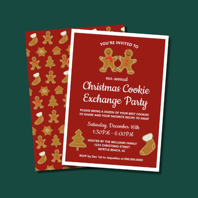 Årlig julgodisköksutbytesfest inbjudningar (Annual Christmas Cookie Exchange Swap Party Invitation
)