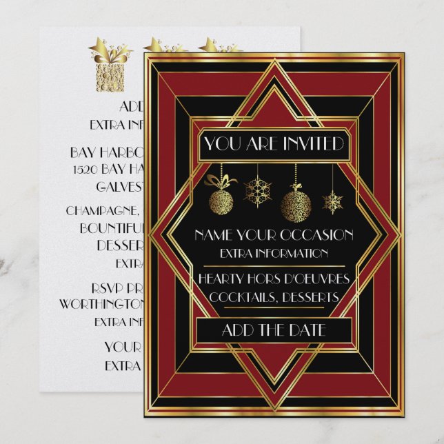 Årlig julinbjudan inbjudningar (Fram/baksida)