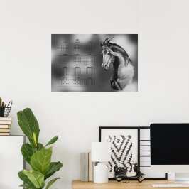 Årlig Kalendar Vacker Hingst Häst Poster