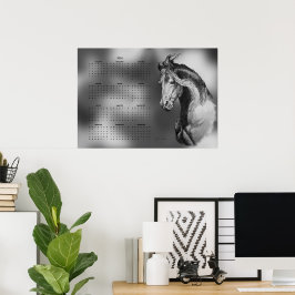 Årlig Kalendar Vacker Hingst Häst Poster