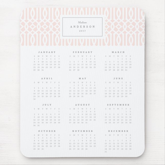 Årlig kalender Mousepad för rodna spaljé Musmatta (Framsidan)
