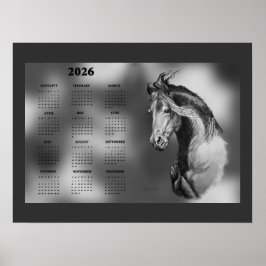 Årlig kalender Vacker hingst Häst Poster