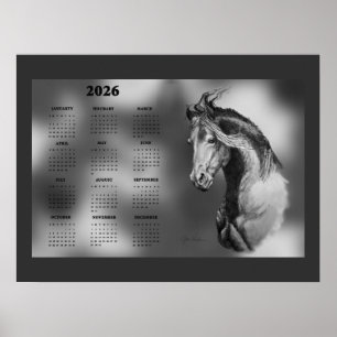 Årlig kalender Vacker hingst Häst Poster