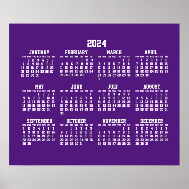 Årlig Lila Kalender 2024 Poster (Framsidan)