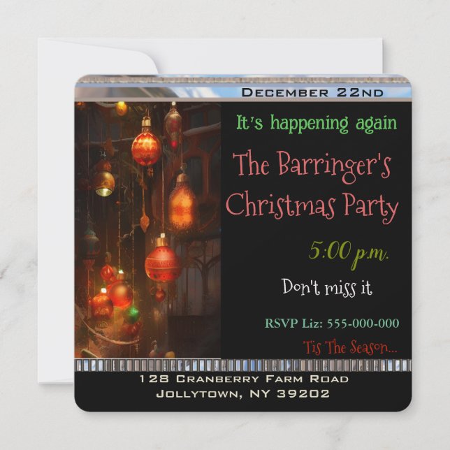 Årlig ljusglimt jul Party Inbjudningar (Framsida)