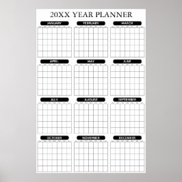 Årlig Odaterad Minimal Stor Väggplaneringskalender Poster